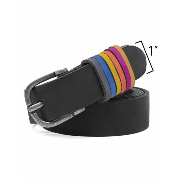 Women's Casual Leather Belt For Jeans, Black (rainbow Keepers), X-large😇 - Picture 2 of 5